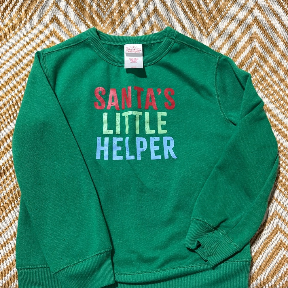 Santa's Little Helper Green Kids Sweatshirt
